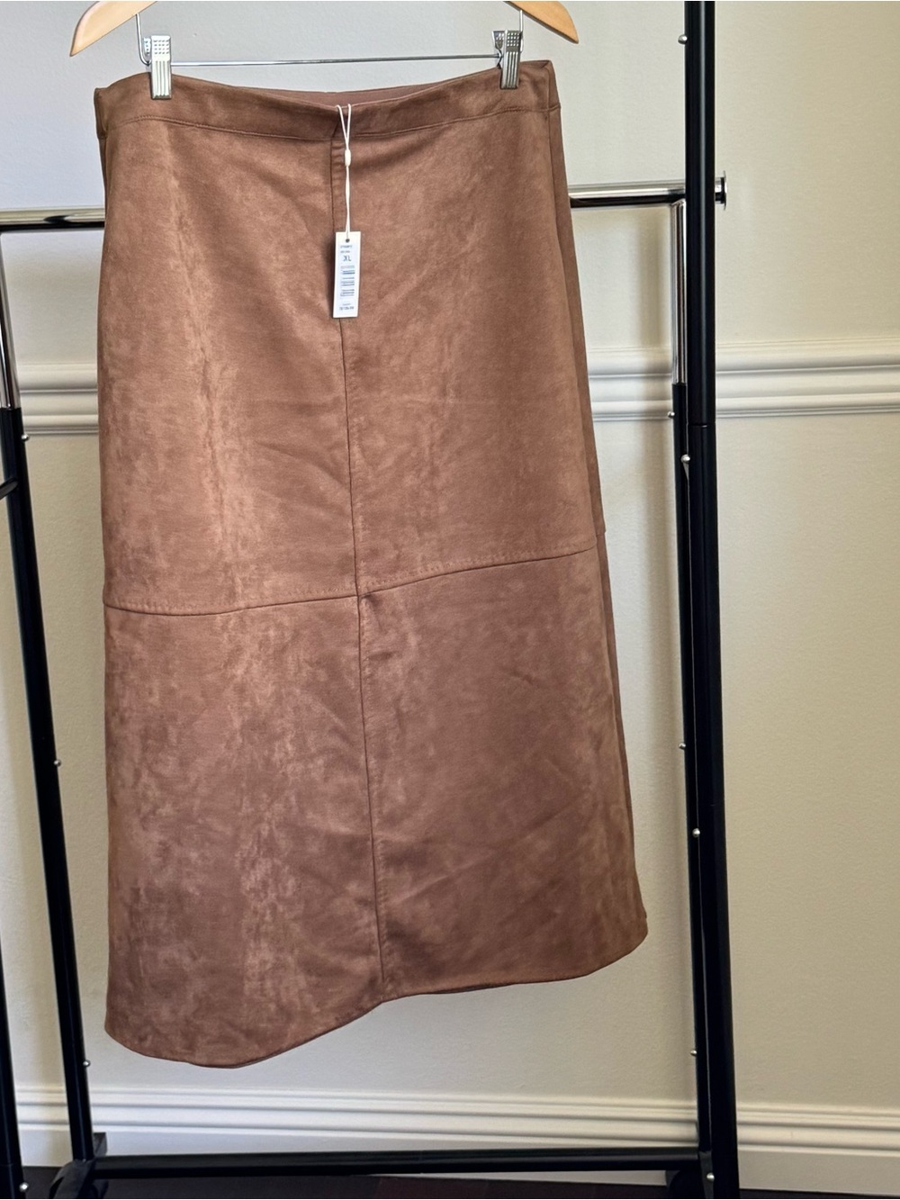 Max Studio Faux Suede A-Line Midi Skirt XL Brown Vicuna NWT